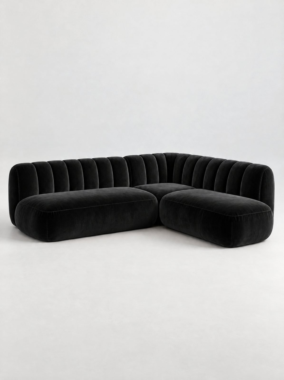Canapé d'angle Ondine, coloris noir